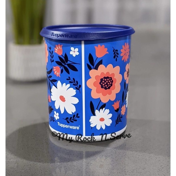 Tupperware Flowers One Touch Canister 12-cup Canister "C" New - Picture 2 of 4